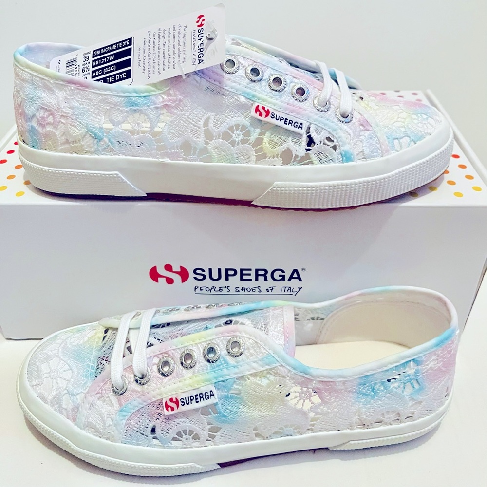 Superga 2750 Macrame Tie Dye Sneakers are a Modern Twist To The Classic Canvas.